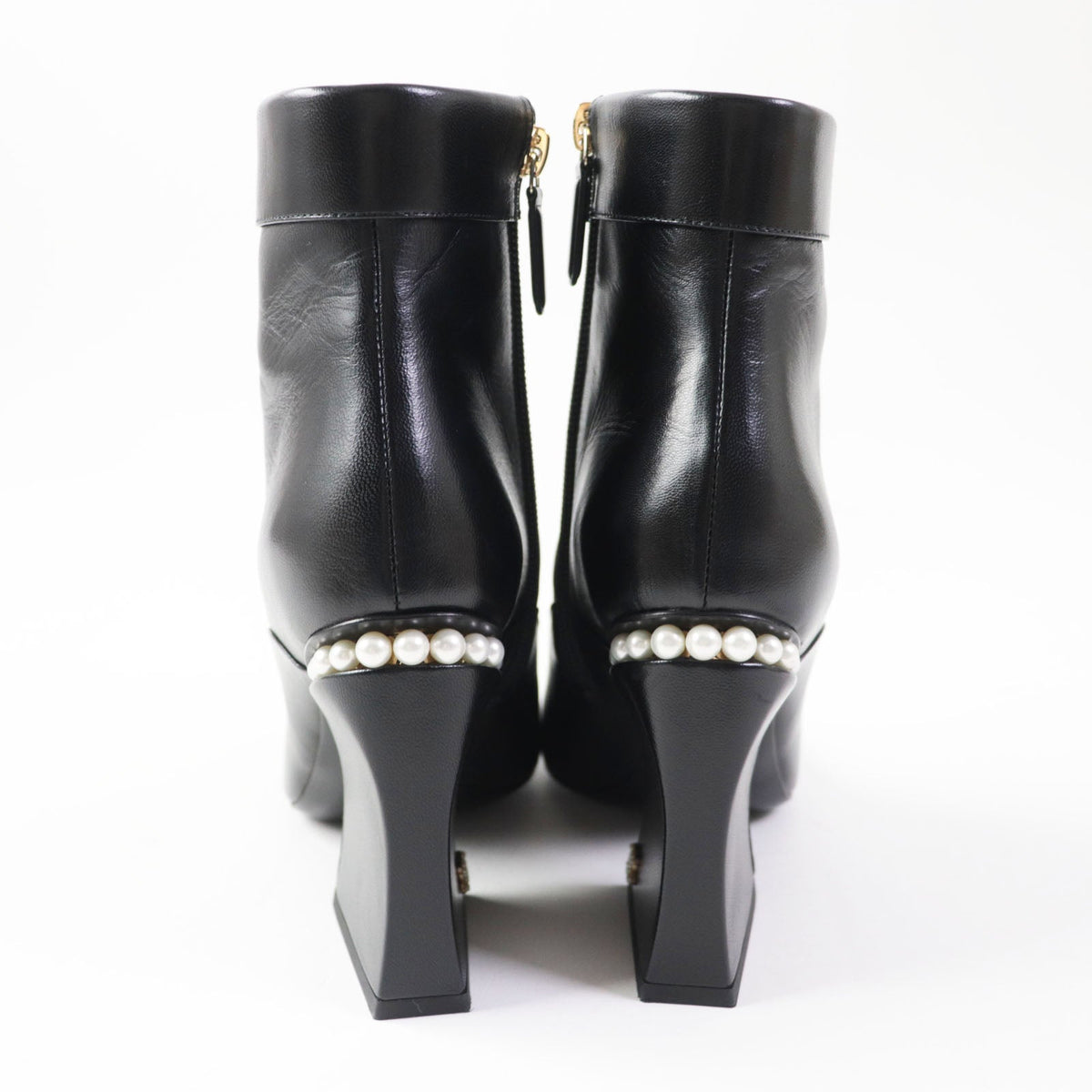 Chanel Ankle Boots COCO Mark F Pearl Black 36.5