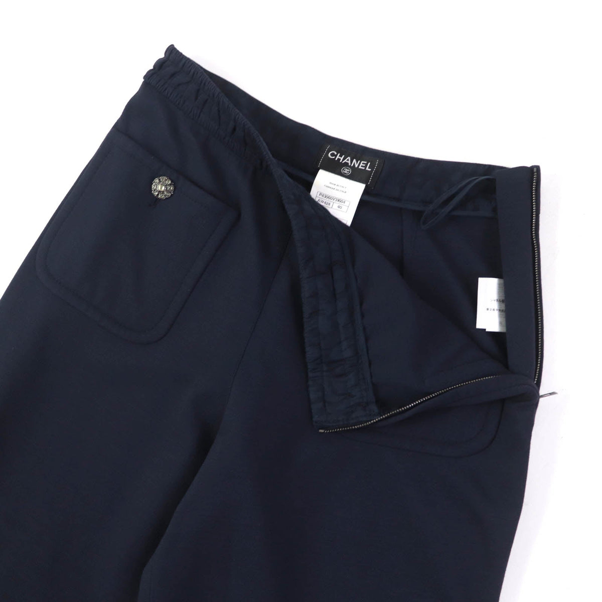 CHANEL Pants P43060 V31604 Rayon Navy 40