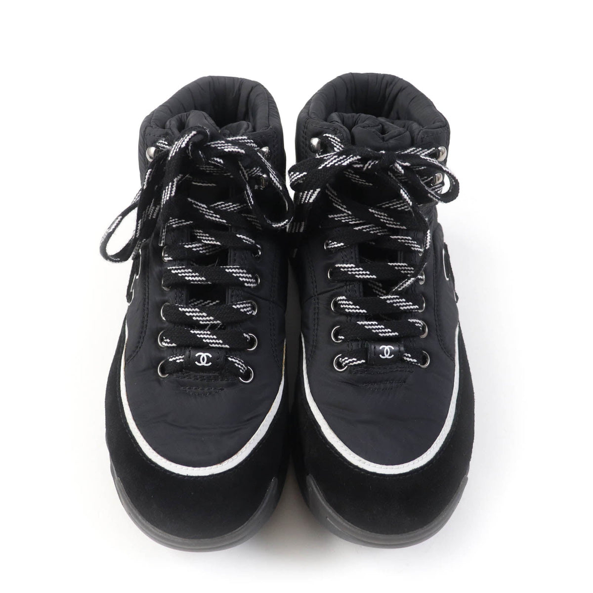 CHANEL High cut sneakers G35205 nylon x suede black 37
