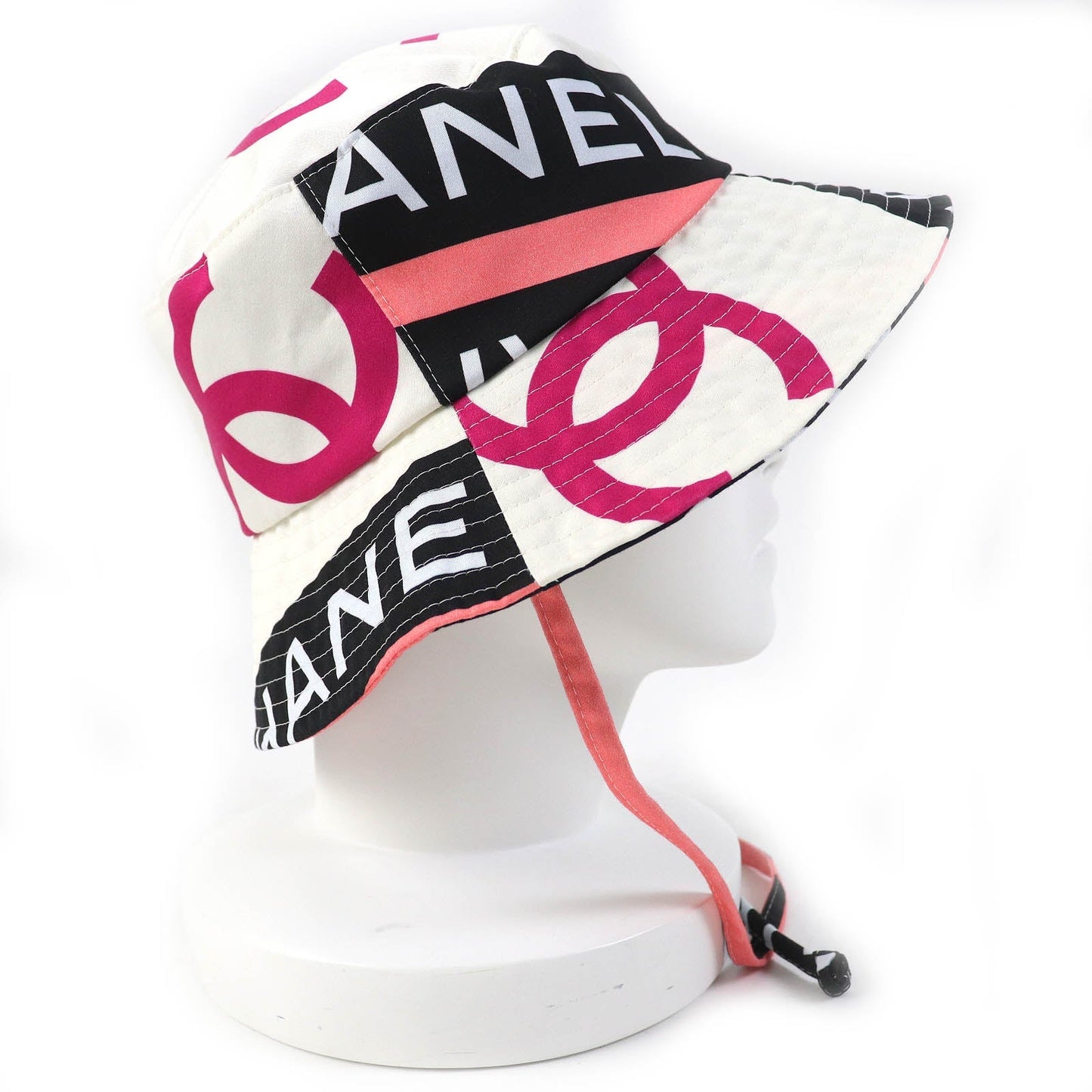 CHANEL hat 22S cotton White black pink M