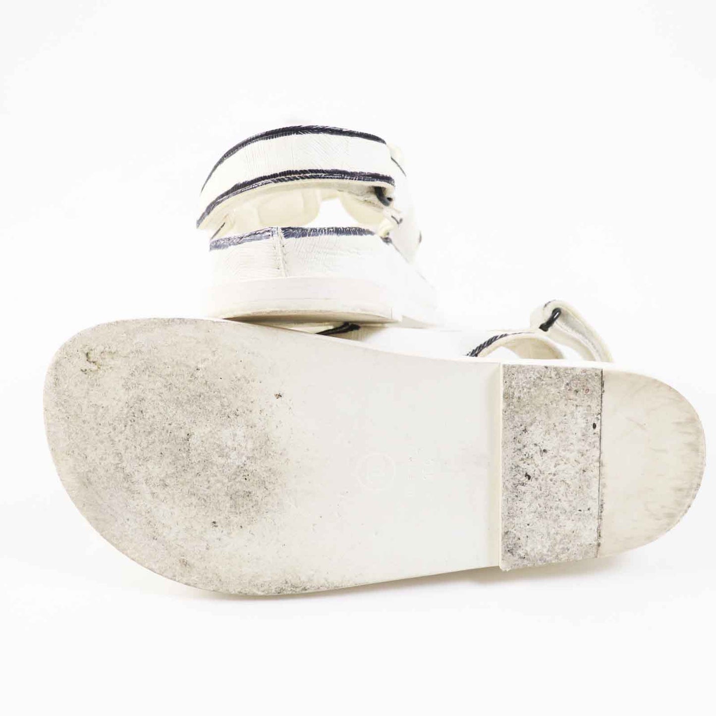 CHANEL Sandals G35927 leather Ivory black COCO Mark Comfort Velcro 35