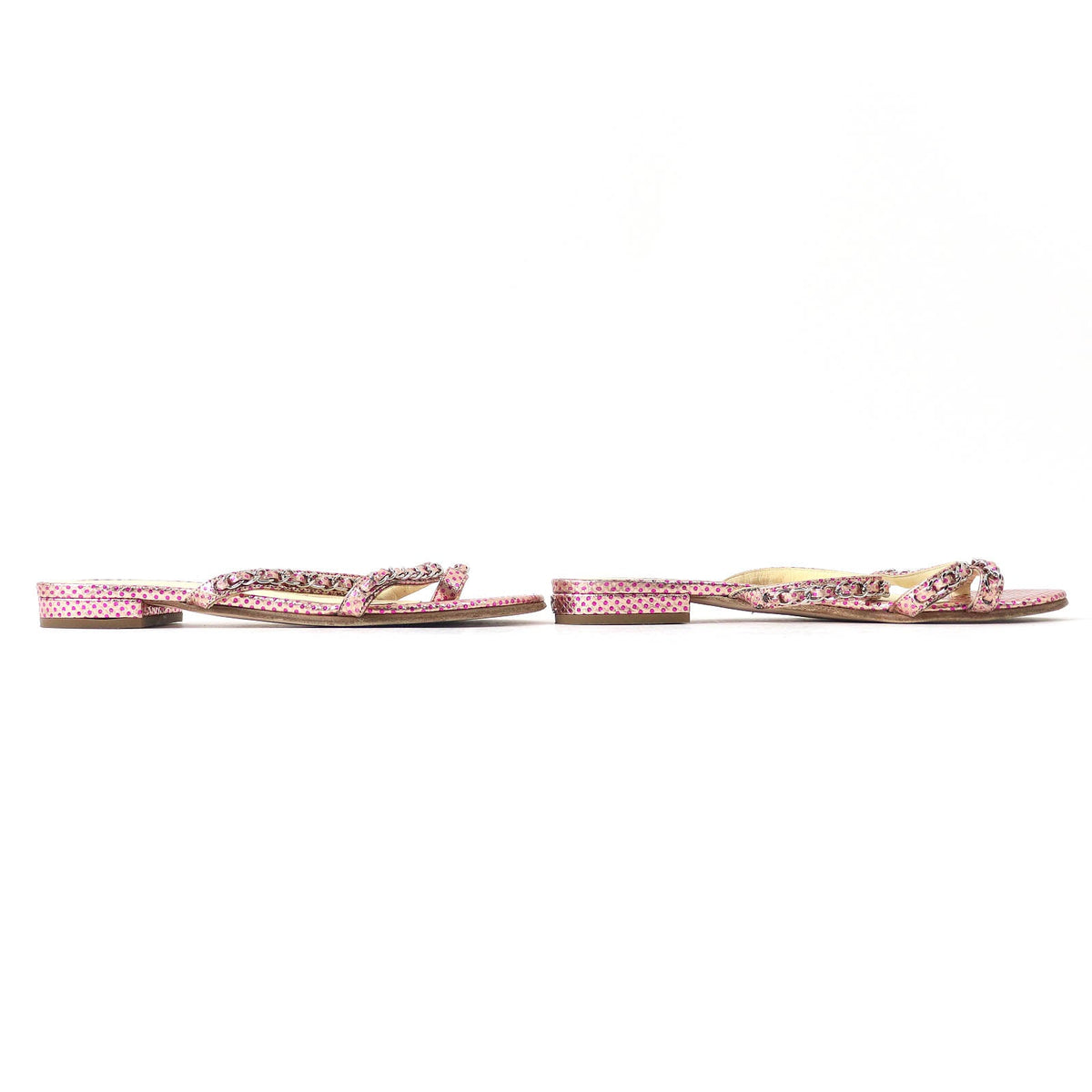 Chanel COCO Chain Flat Sandals Pink 35.5