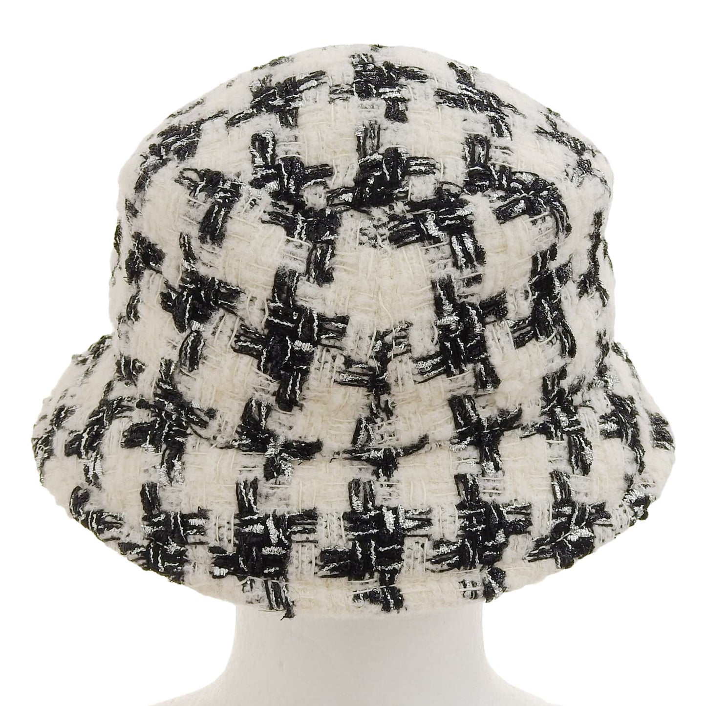 Chanel COCO Mark Houndstooth Tweed Hat Wool Hat
