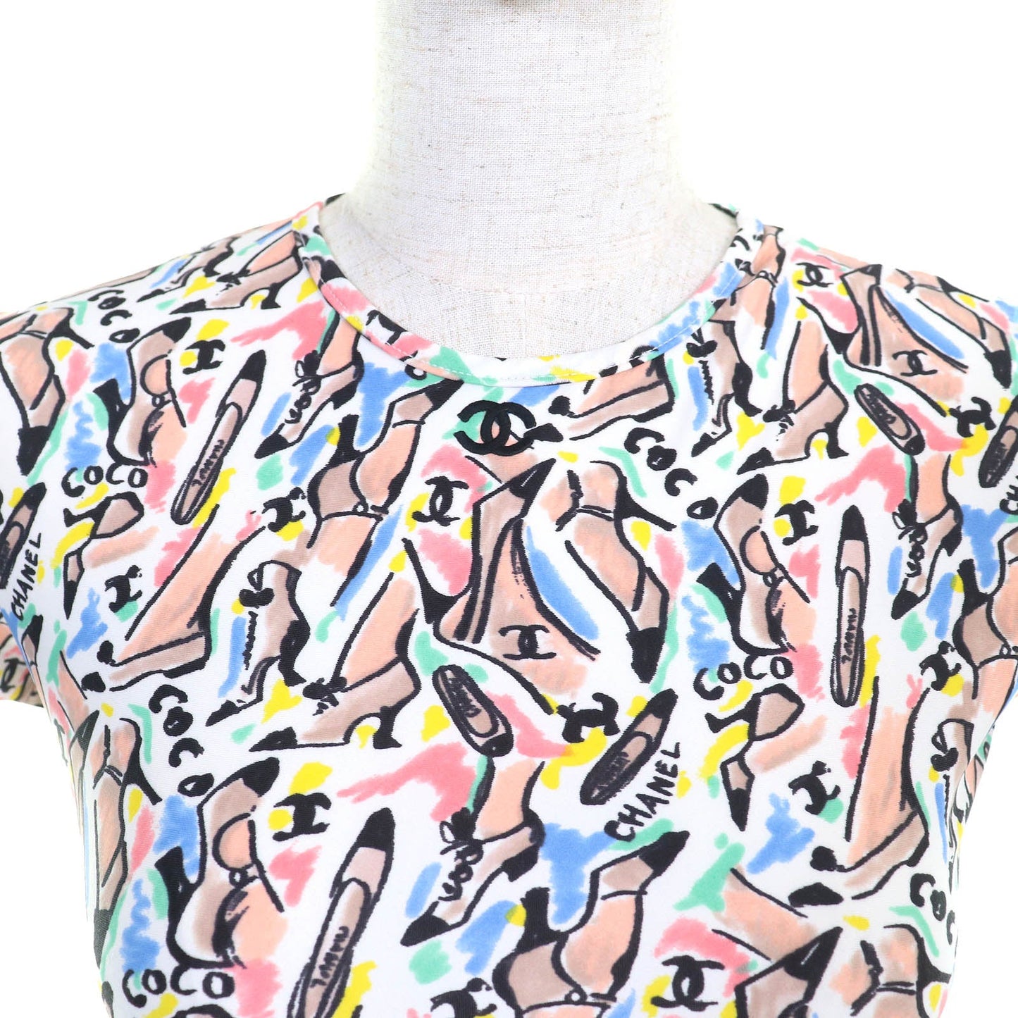 Chanel COCO Mark logo print crew neck top