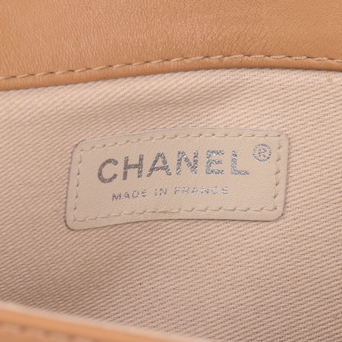 Chanel Beige Choclate Bar Quilted Calfskin Leather Vintage Mademoiselle Pochette Top Handle Bag