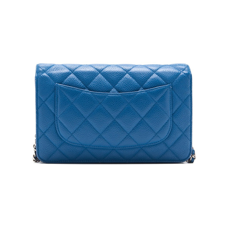 Chanel Matrasse Chain Wallet Caviar S Turquoise Blue Silver