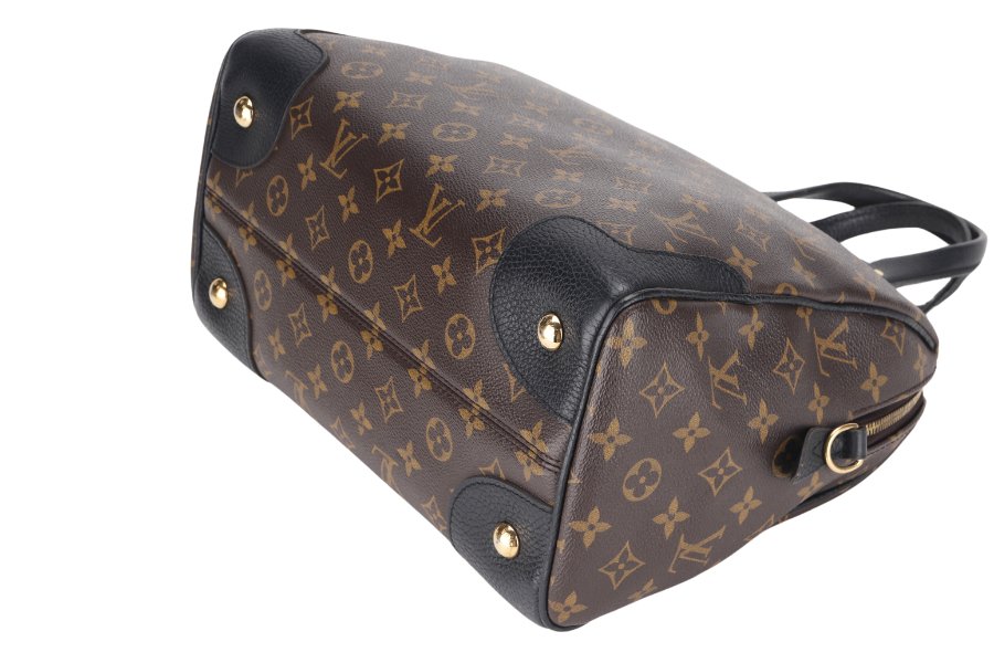 LOUIS VUITTON M50058 RETIRO BLACK LEATHER MONOGRAM CANVAS GOLD HARDWARE WITH STRAP