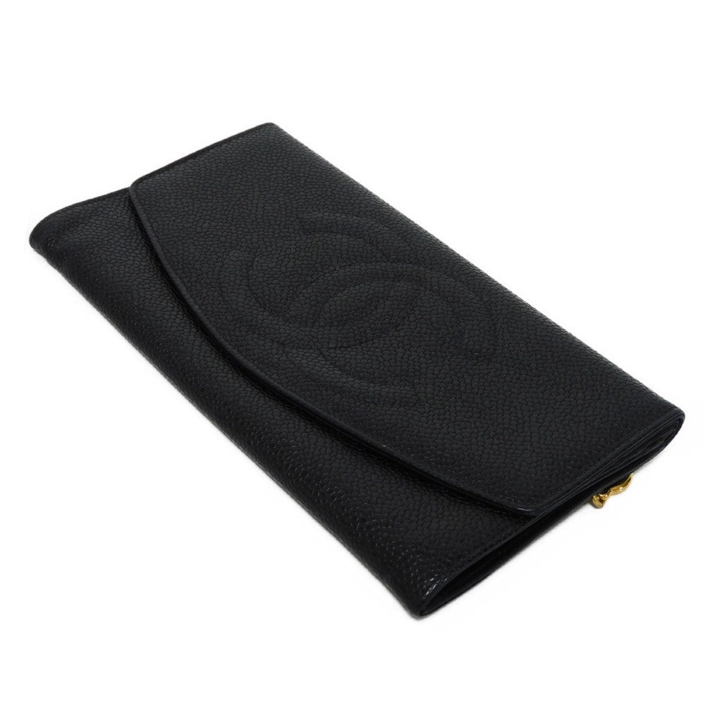 Chanel Long Flap Wallet Caviar Skin Long Wallet