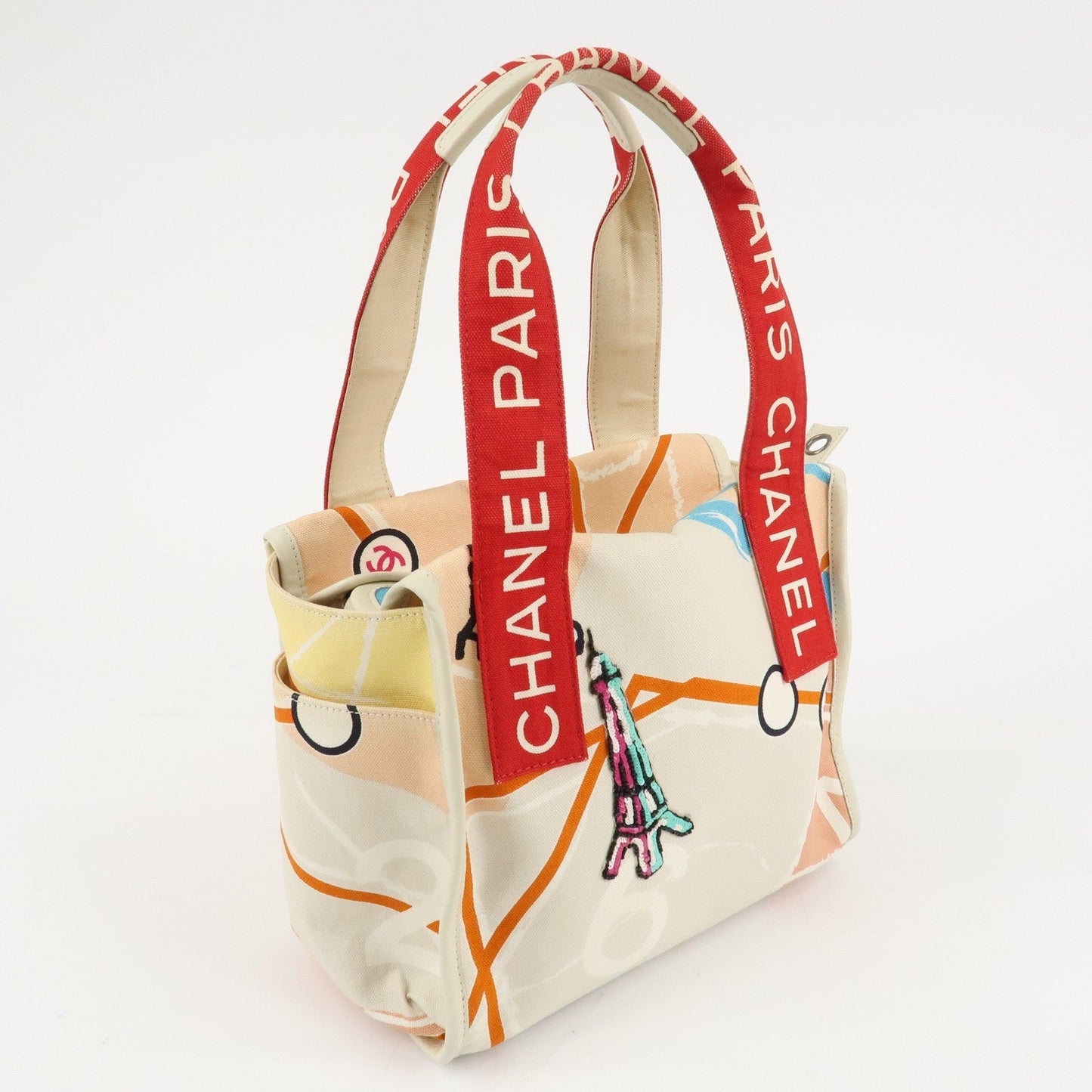 CHANEL Cruise Line Canvas Spangle Paris Map Tote Bag A30833