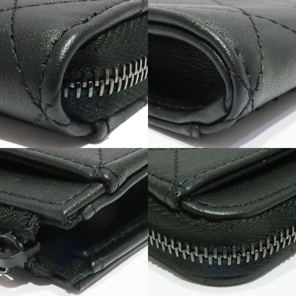 Chanel Wallet Matrasse Black Classic Card Coin Her Coin Case Card Case Leather Black Weda