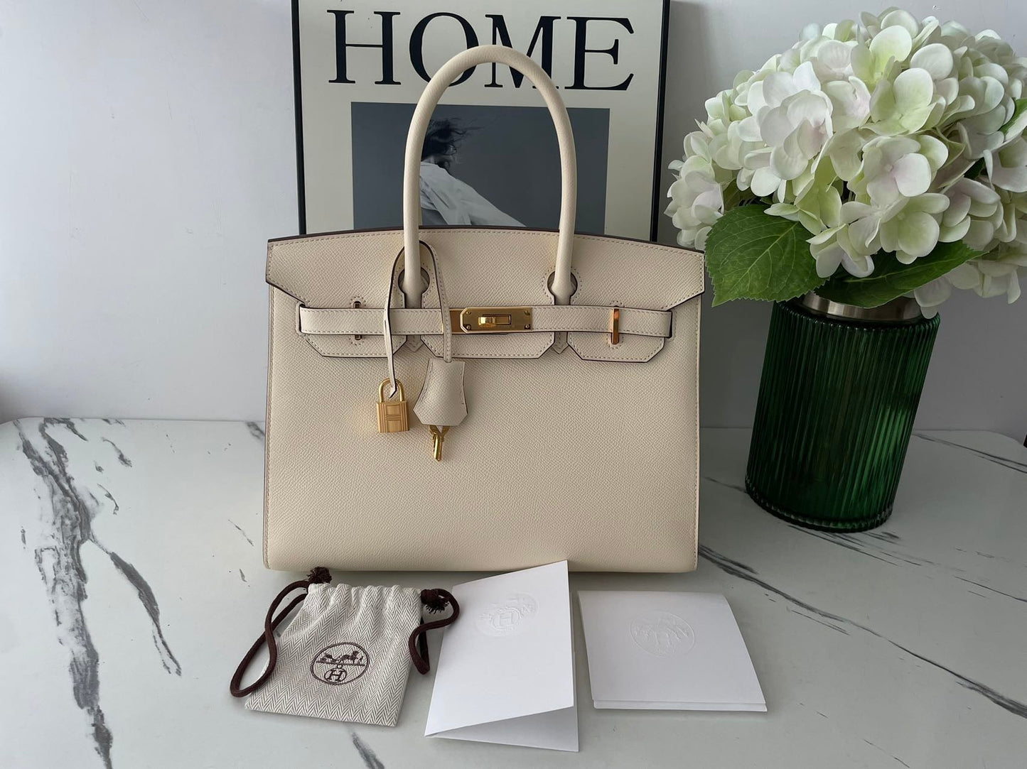Hermes Birkin Bag 30cm Sellier in Nata Epsom Leather gold Hardware