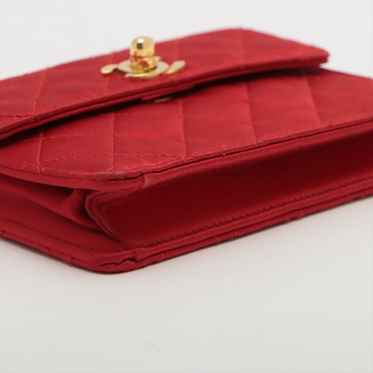 Chanel Mini Matrasse Satin Chain Shoulder Bag Red Gold 1st
