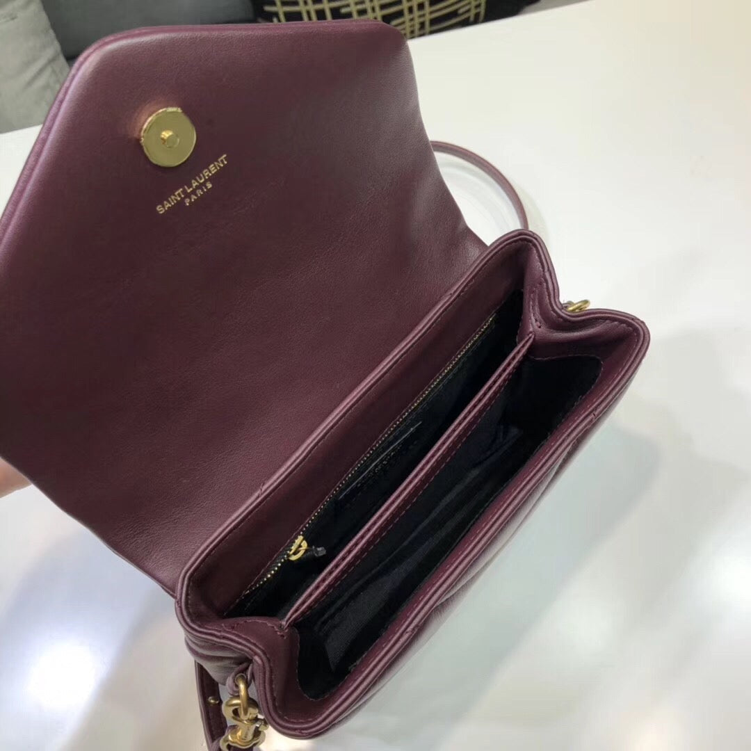 Yves Saint Laurent Loulou Mini Shoulder Bag Burgundy 7in/18cm