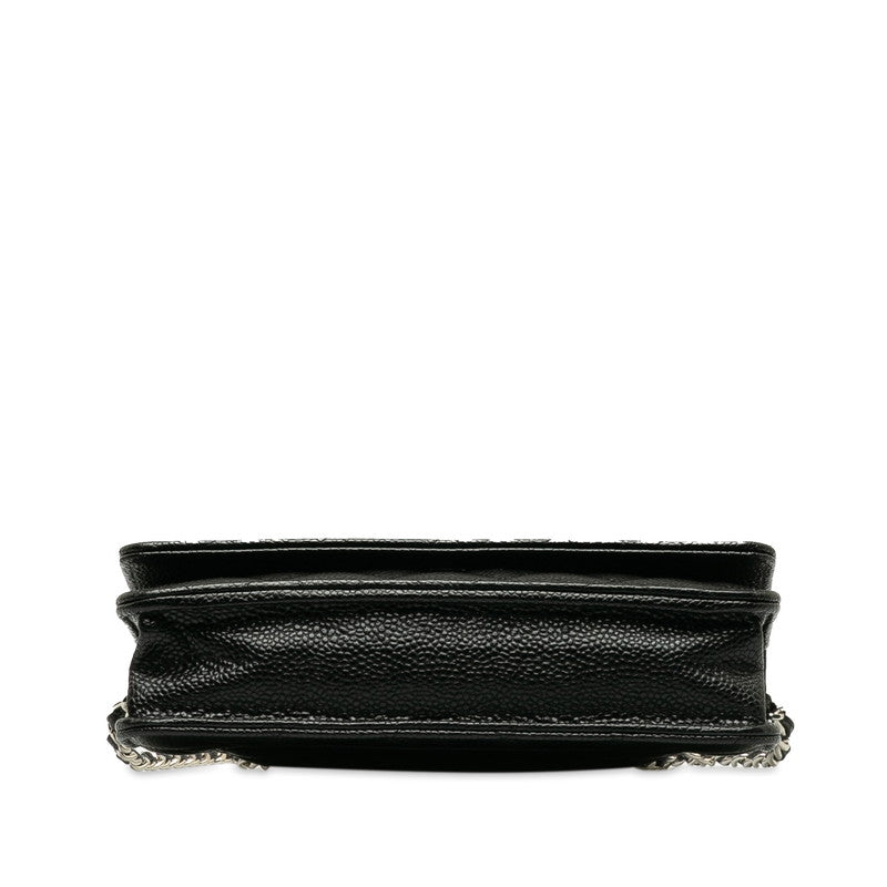 Chanel Matrases Coco Chain Shoulder Wallet Black Caviar S CHANEL