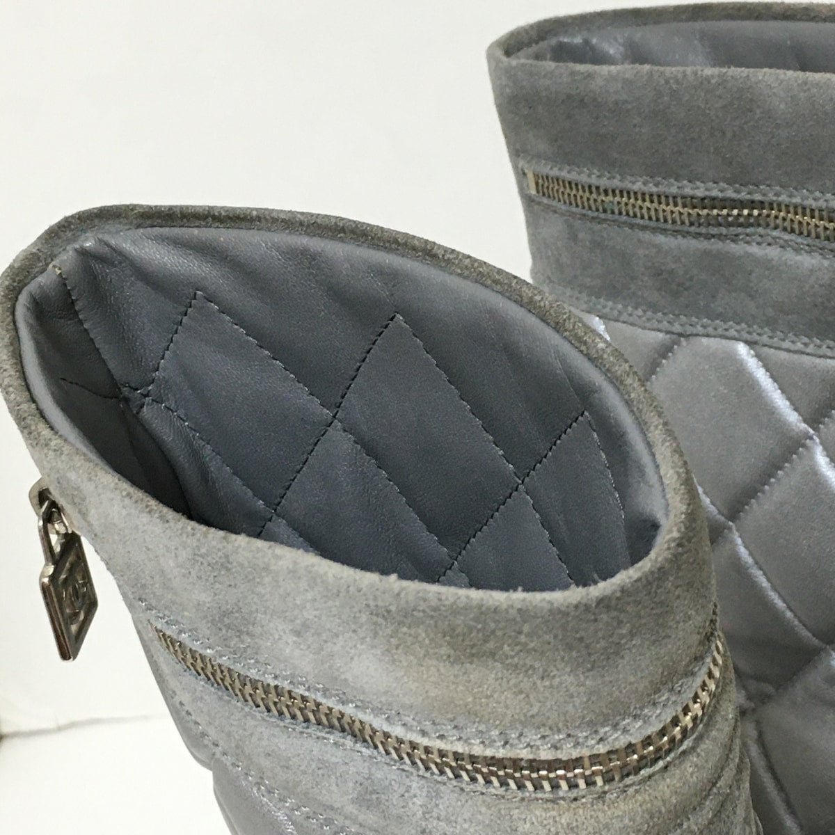 Chanel Grey Boots, 37.5