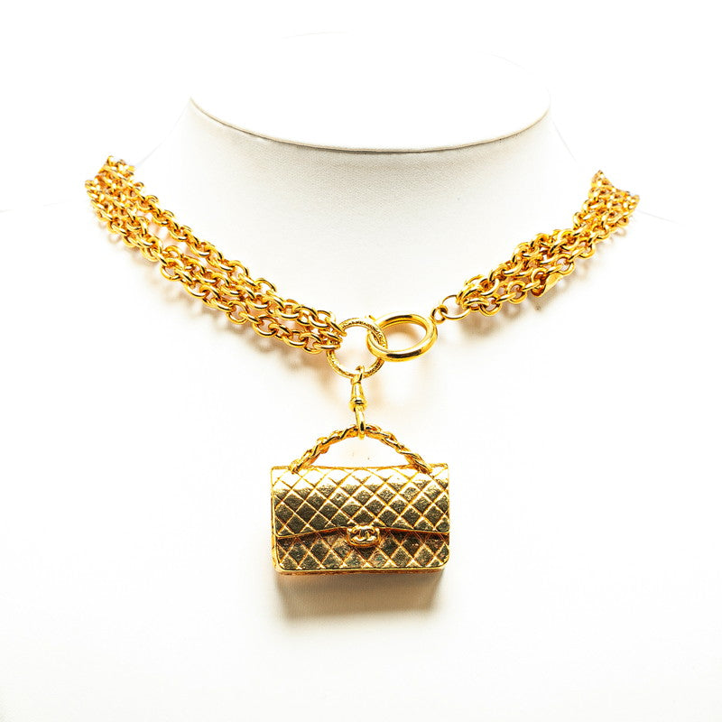 Chanel Classic Flap Bag 3-Strand Necklace Metal Necklace in Good condition