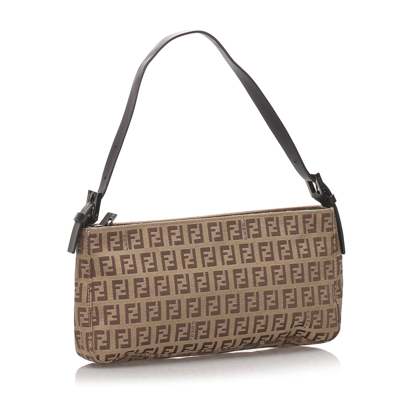 Fendi Brown Beige Canvas Fabric Zucchino Baguette Italy