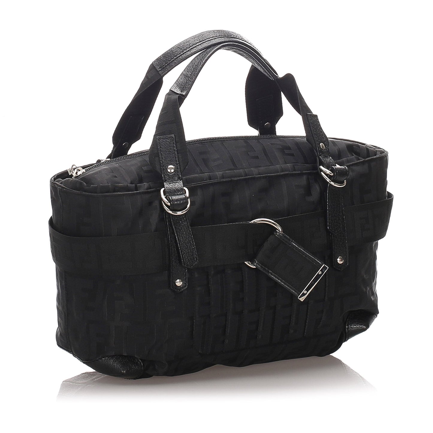 Fendi Black Canvas Fabric Zucca Handbag Italy
