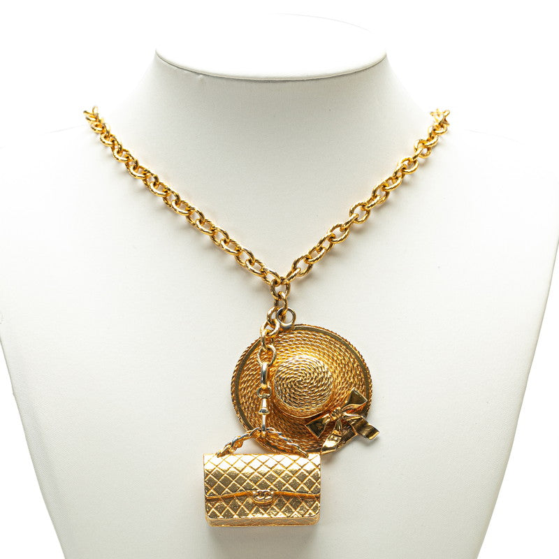 Chanel Flap Bag and Hat Pendant Necklace Metal Necklace in Good condition