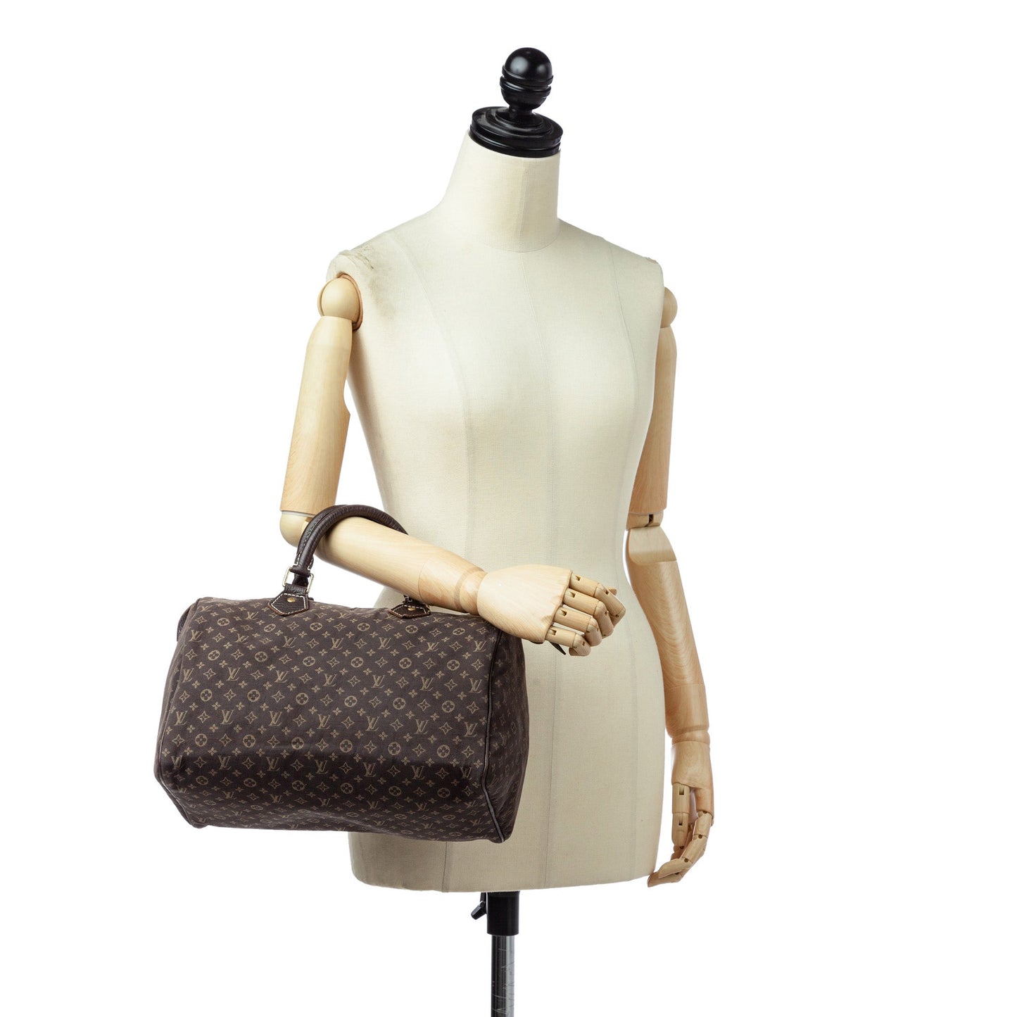 Louis-Vuitton Monogram Mini Lin Speedy 30 Brown