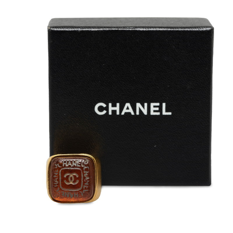 Chanel CC Logo-Debossed Signet Ring Metal Ring in Good condition