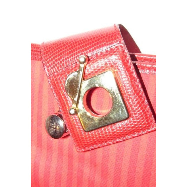 Fendi Clutch Print Canvaspython Or Red Thin Stripe Coated Canvas And Leather Cross Body Bag