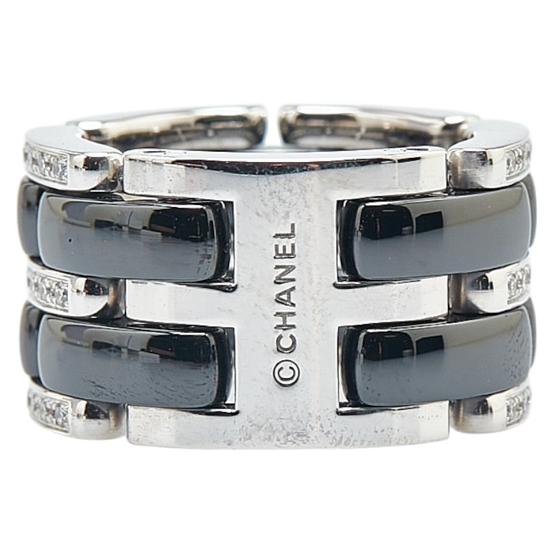 Chanel Ultra Au750 White Gold Black Ceramic Ring Size 8