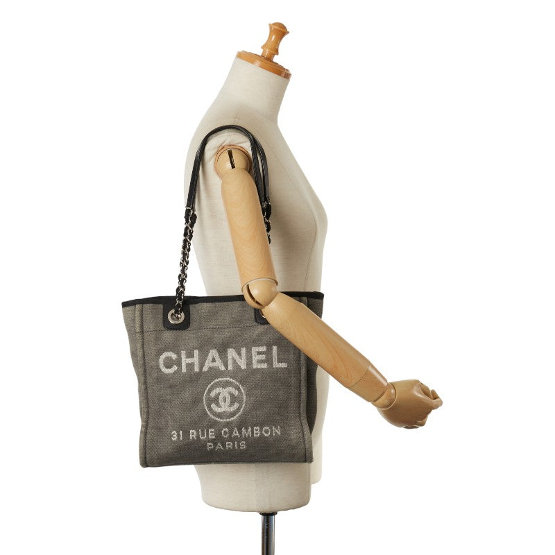 Chanel Deauville Large Tote Bag Canvas Tote Bag in Good condition