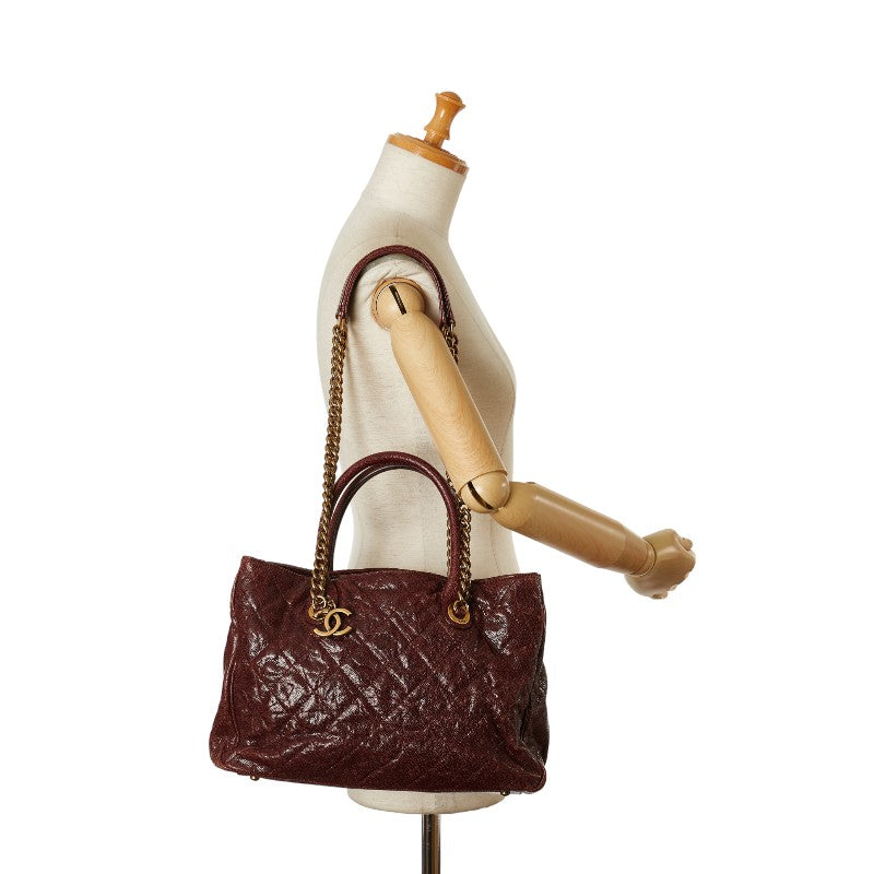 Chanel Quilted Caviar Shiva Tote Bag Leather Tote Bag in Good condition