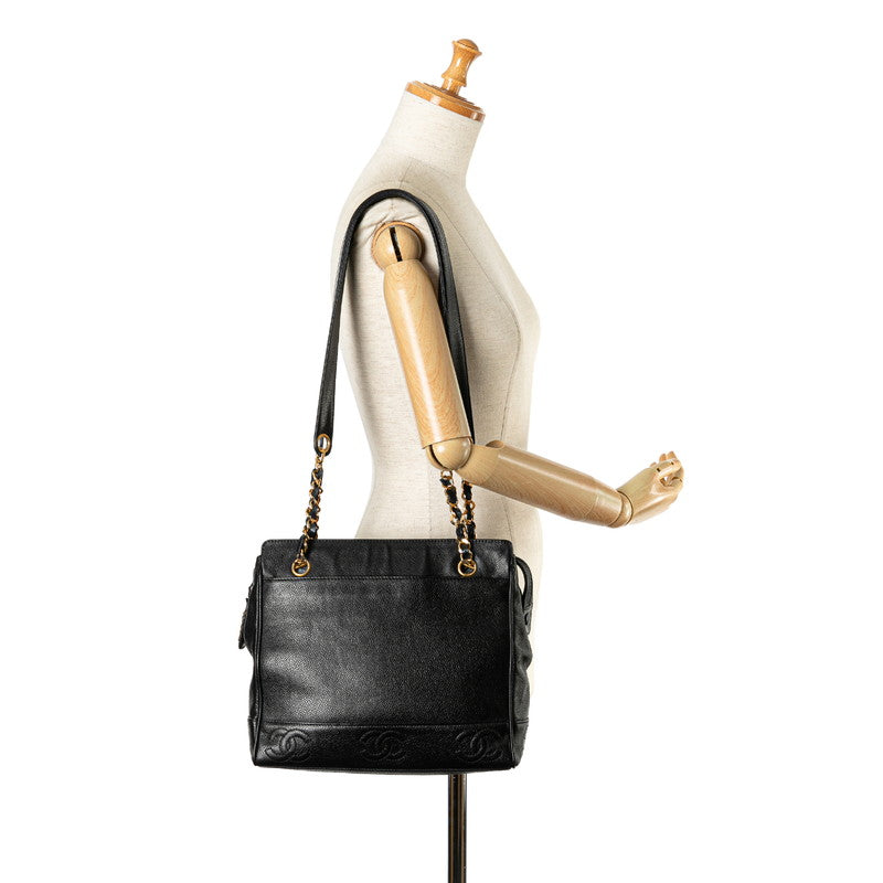 Chanel Triple CC Caviar Tote Bag Leather Tote Bag in Good condition