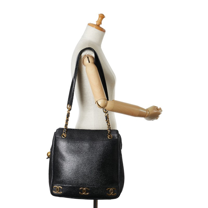 Chanel Triple CC Caviar Tote Bag Leather Tote Bag in Good condition