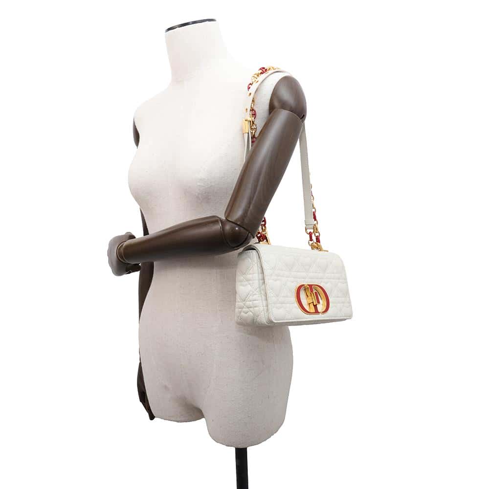 Dior Karo Che Shoulder Bag 2021 Limited Edition White/RedM9241UWHC Leather Size Small