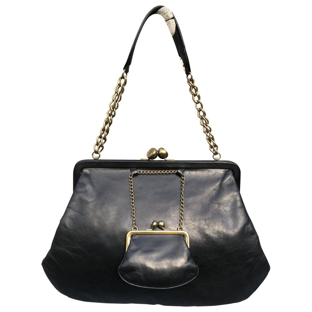 Chanel black leather handbag