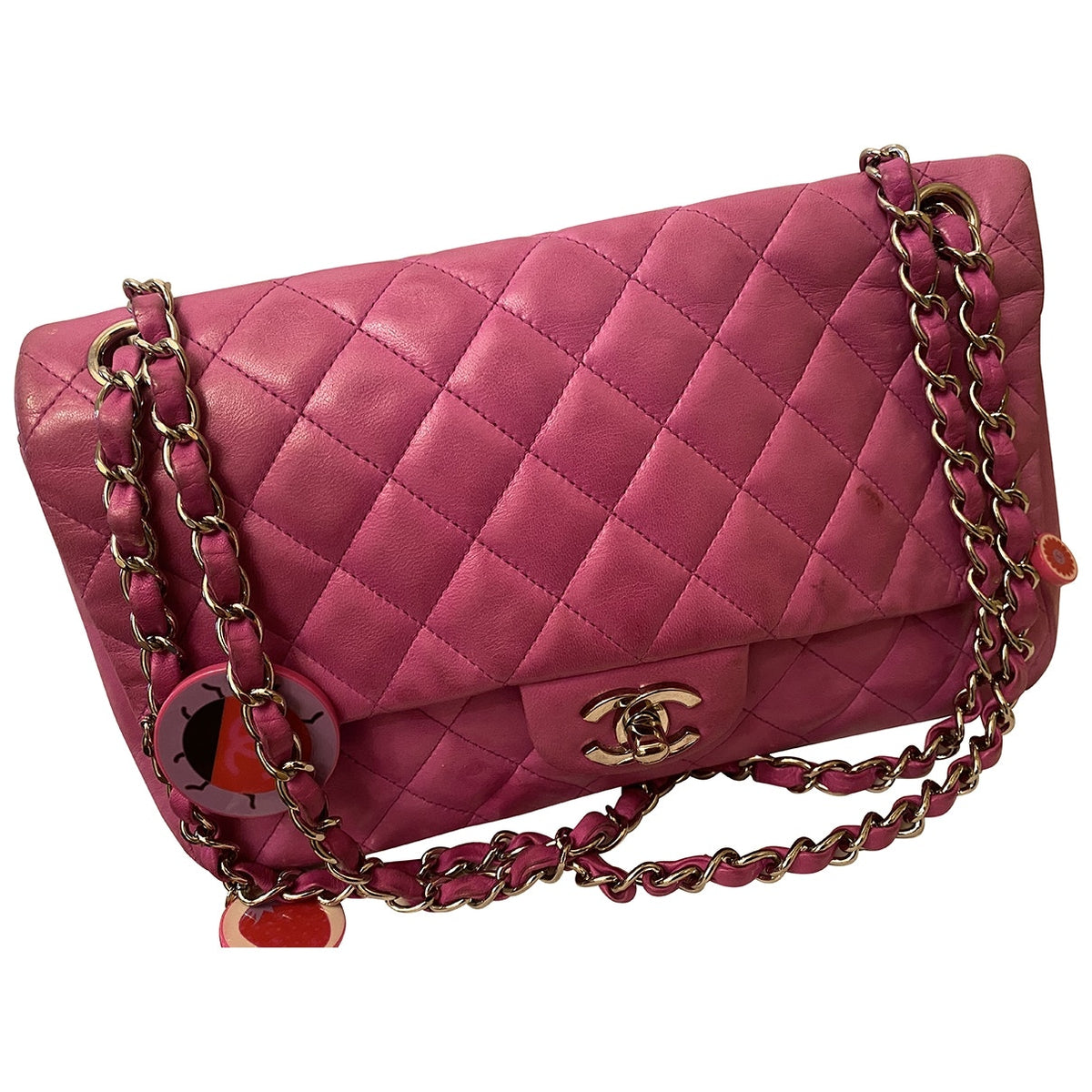 Chanel timeless/classique purple leather handbag