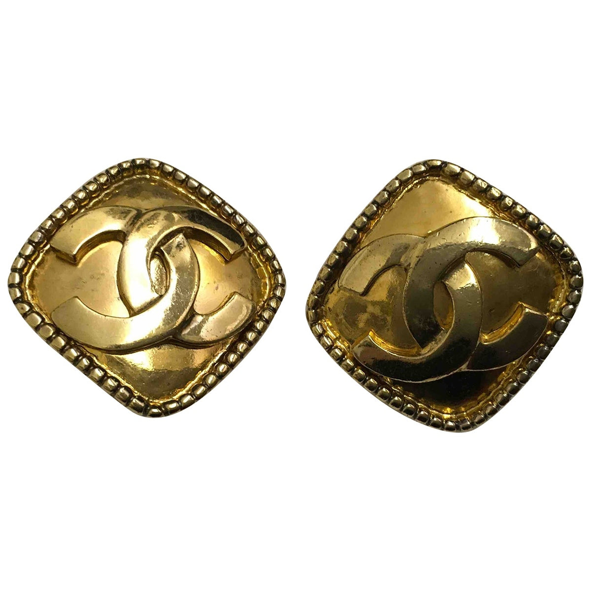 Chanel cc gold metal earrings