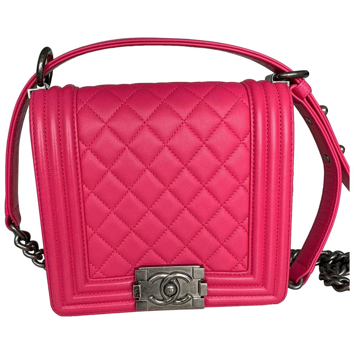 Chanel boy pink leather handbag