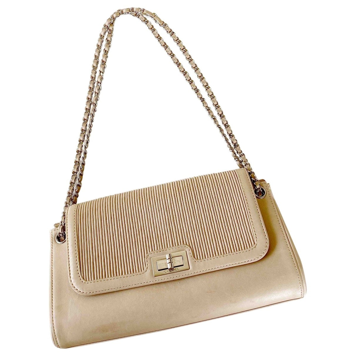 Chanel 2.55 beige leather handbag