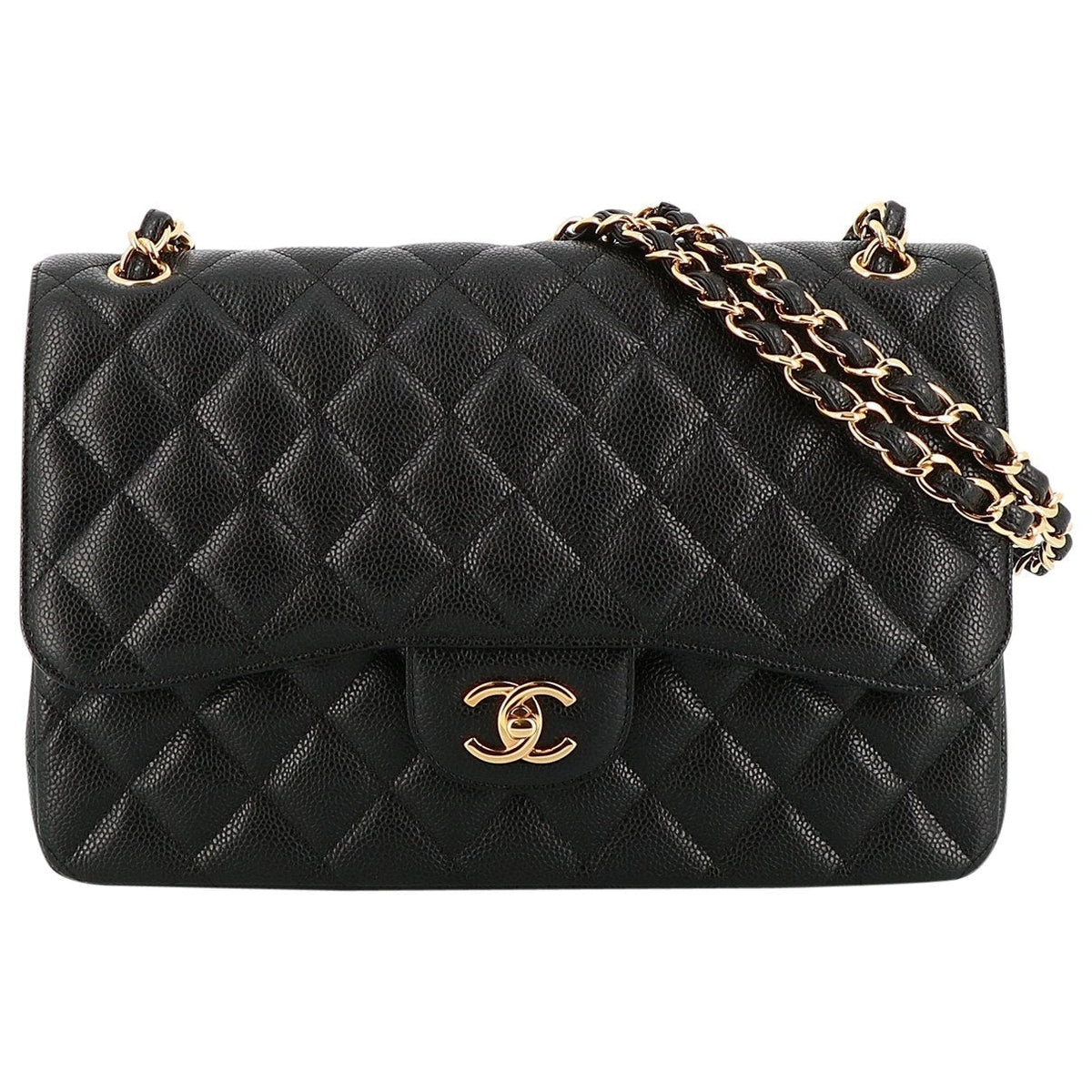 Chanel timeless/classique black leather handbag