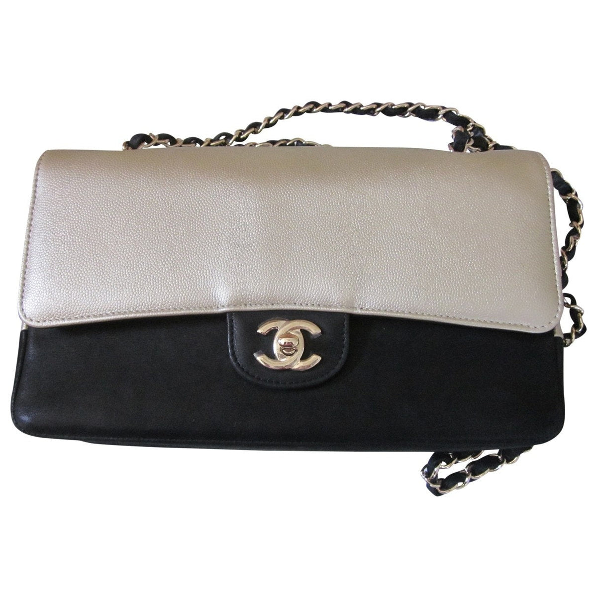 Chanel timeless/classique gold leather handbag