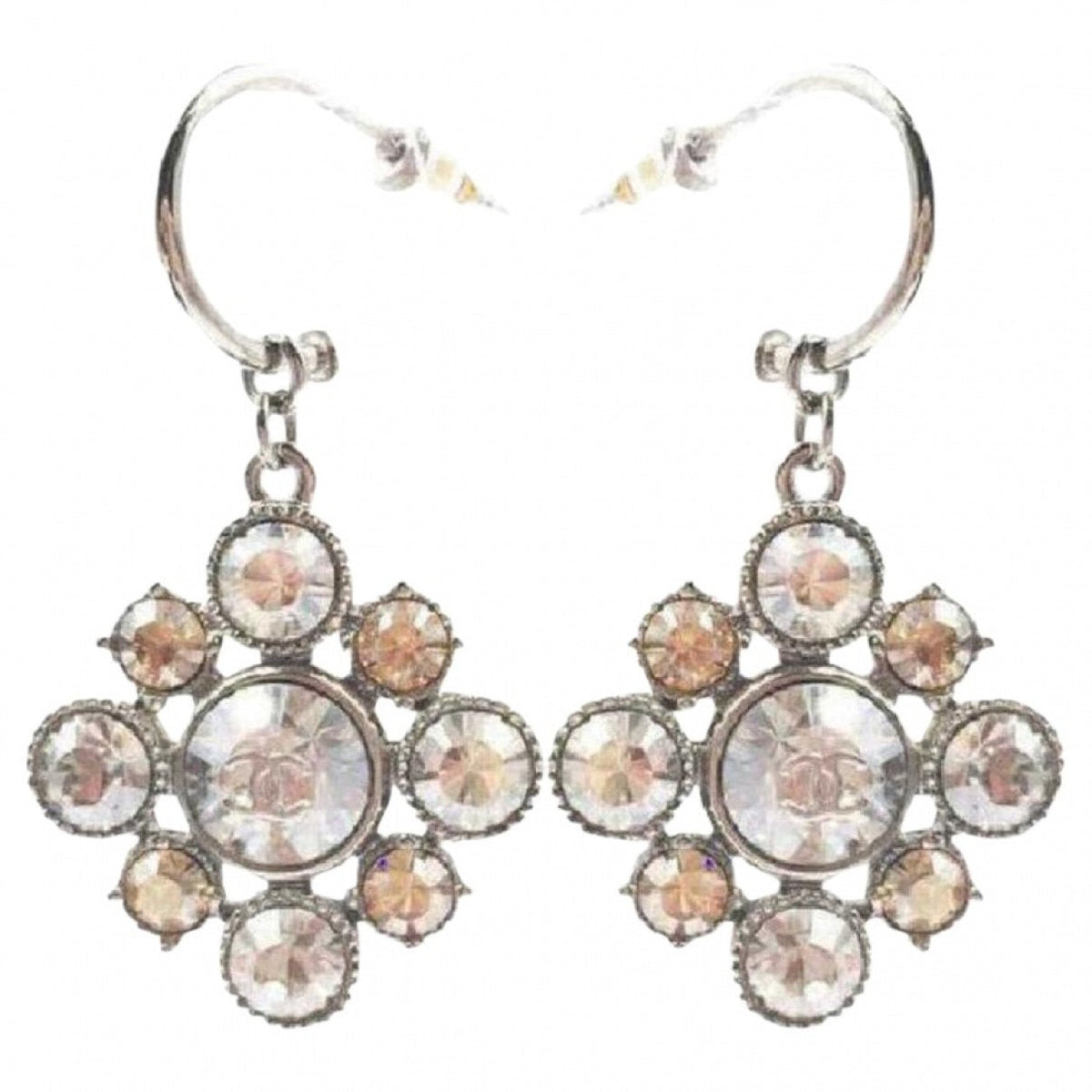 Chanel cc silver metal earrings