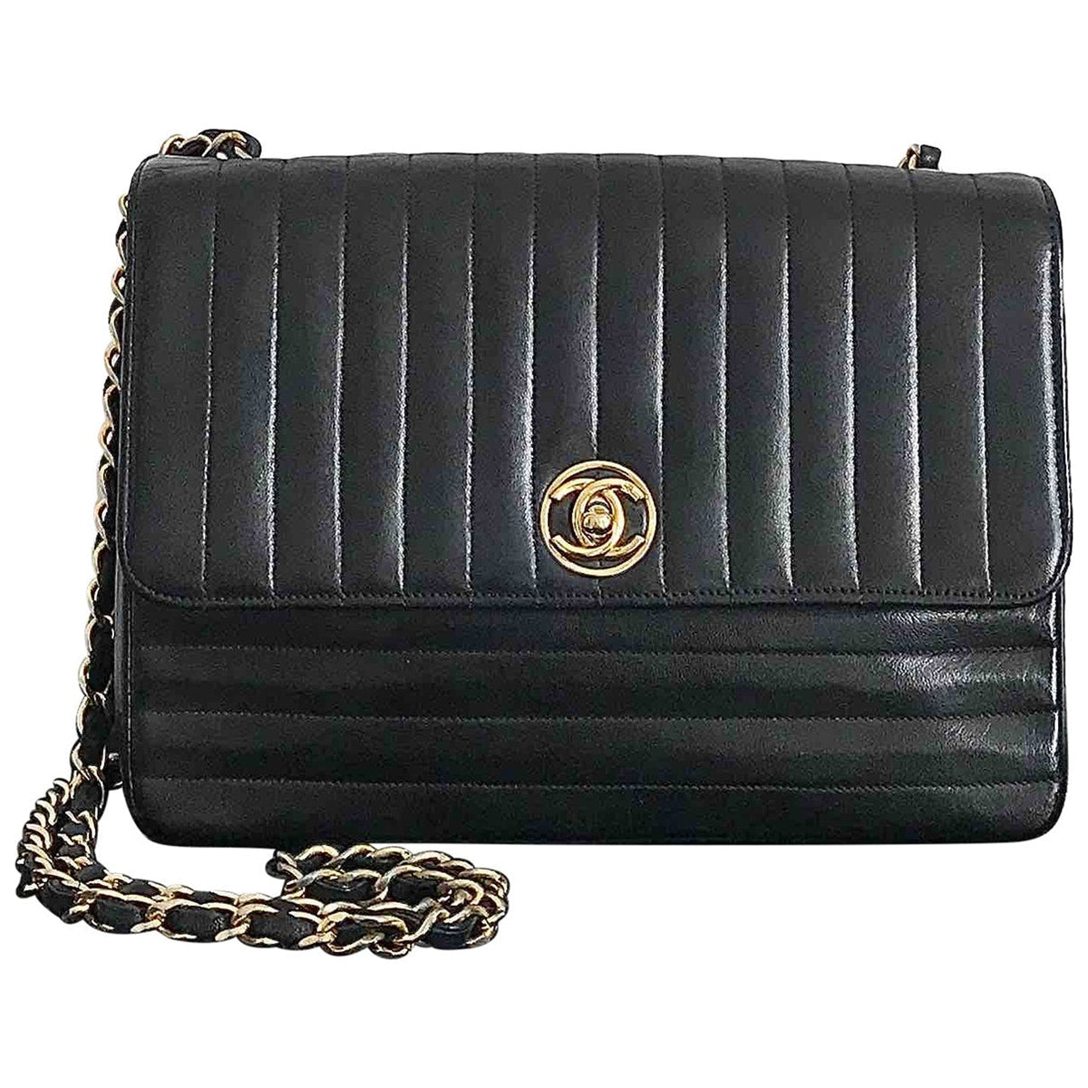 Chanel black leather handbag