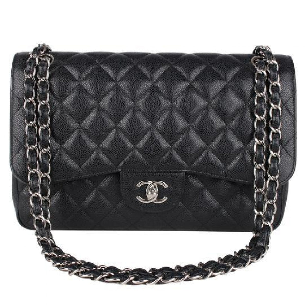 Chanel timeless/classique black leather handbag