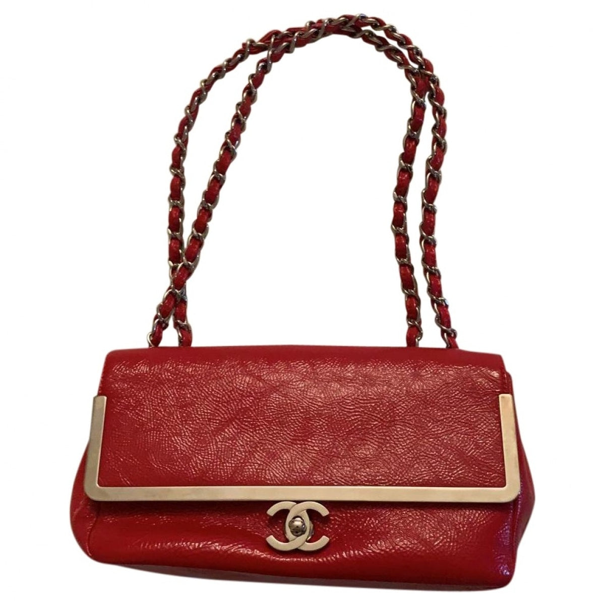 Chanel red leather handbag