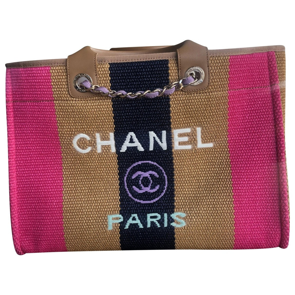 Chanel deauville multicolour wicker handbag