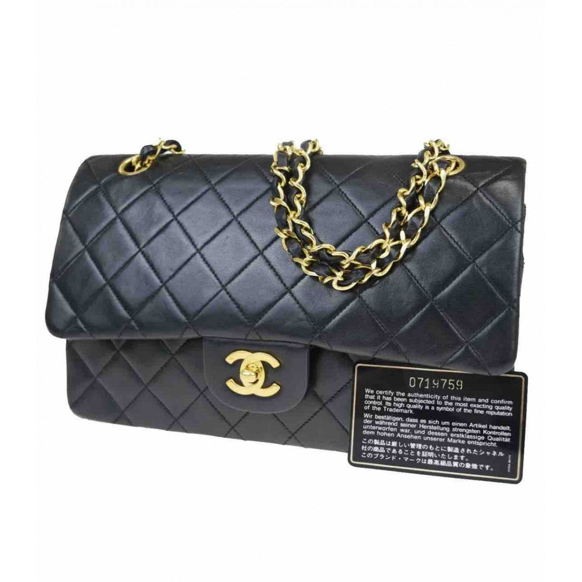 Chanel timeless/classique black leather handbag