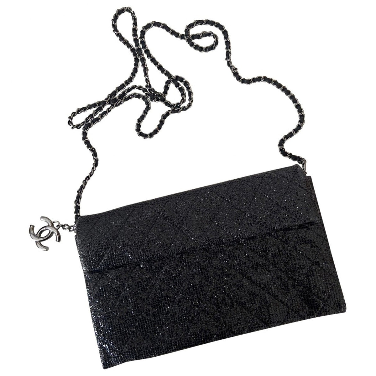 Chanel black cloth clutch bag