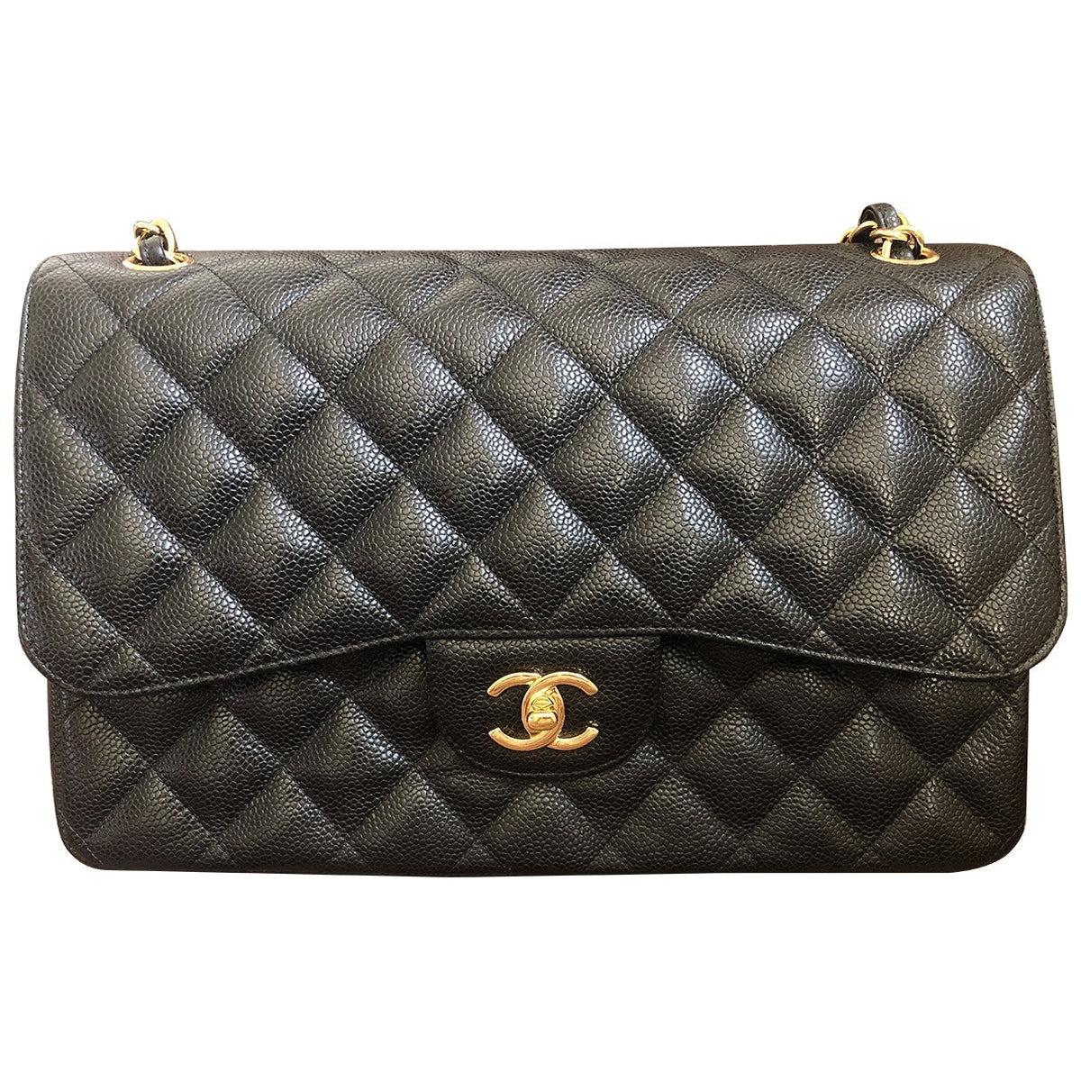 Chanel timeless/classique black leather handbag