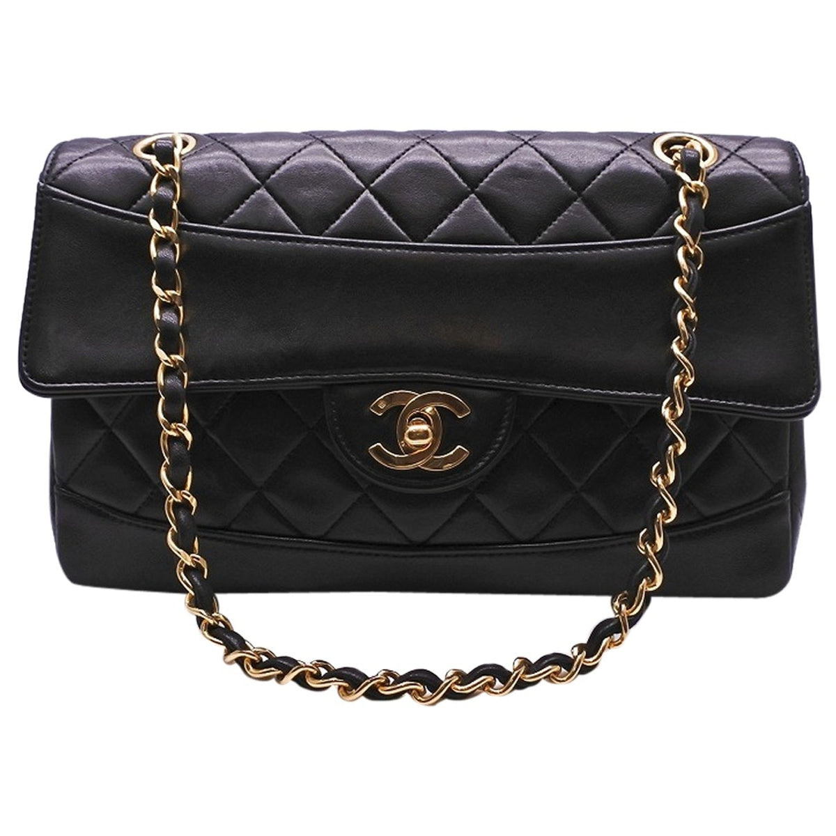 Chanel diana black leather handbag