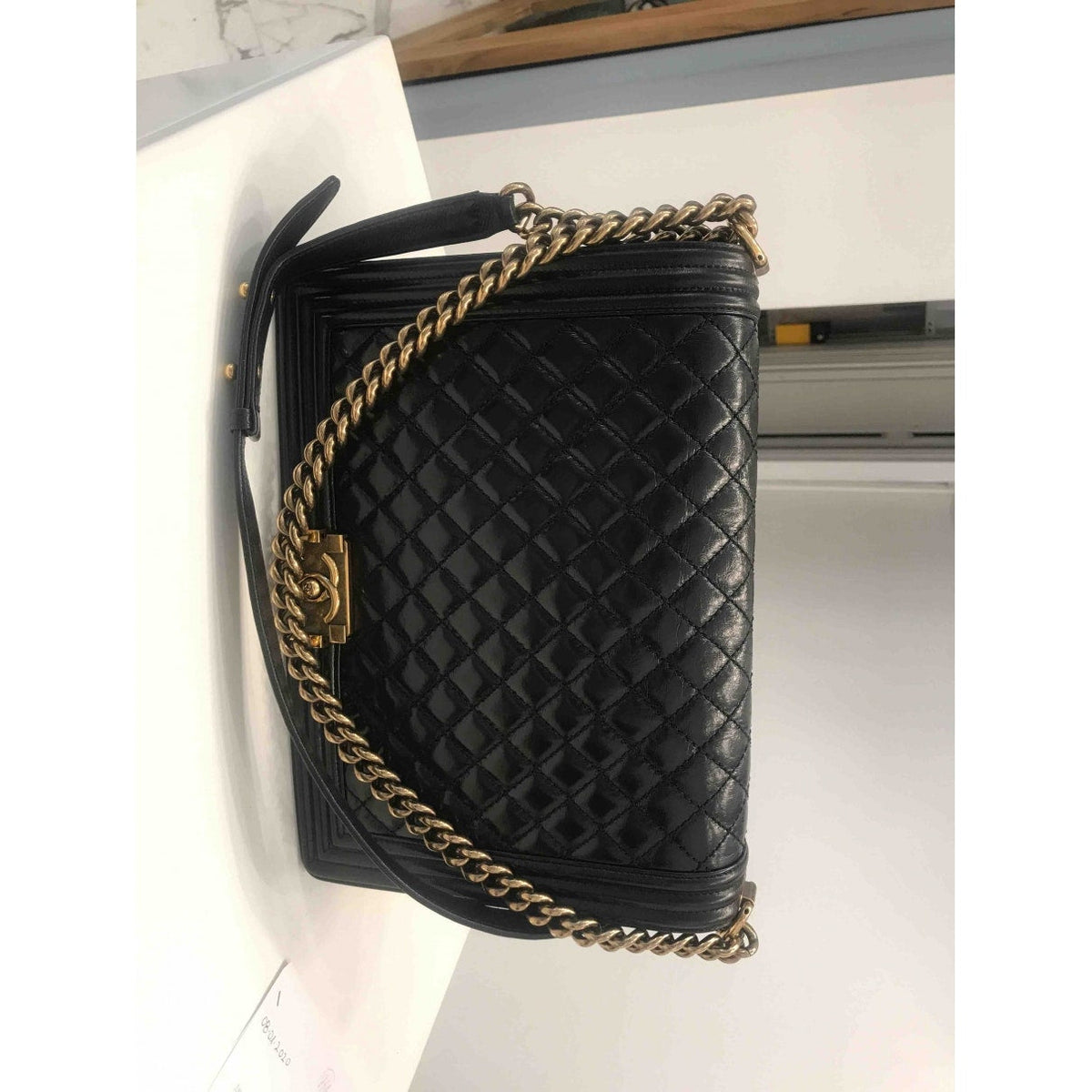 Chanel boy black leather handbag
