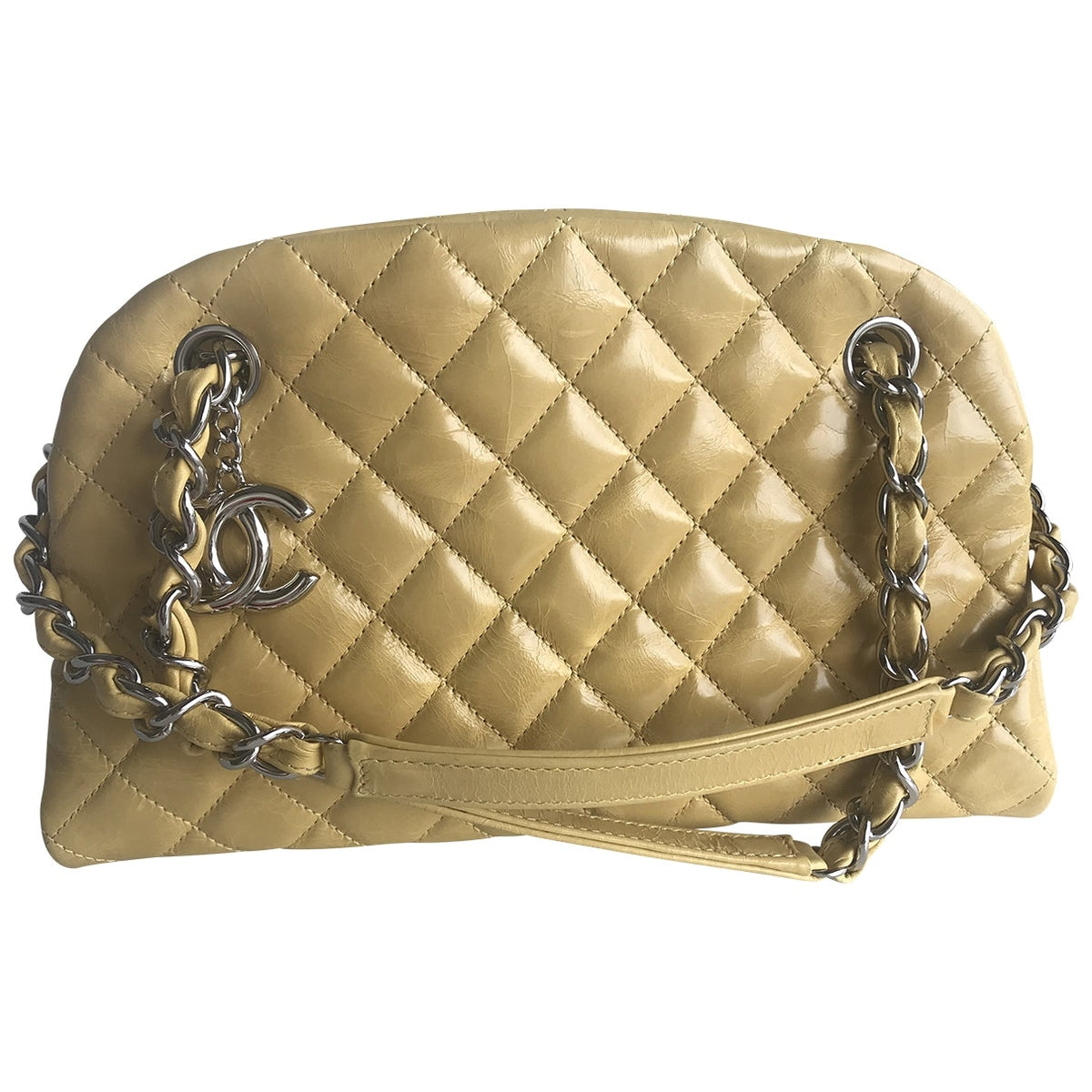 Chanel mademoiselle yellow patent leather handbag